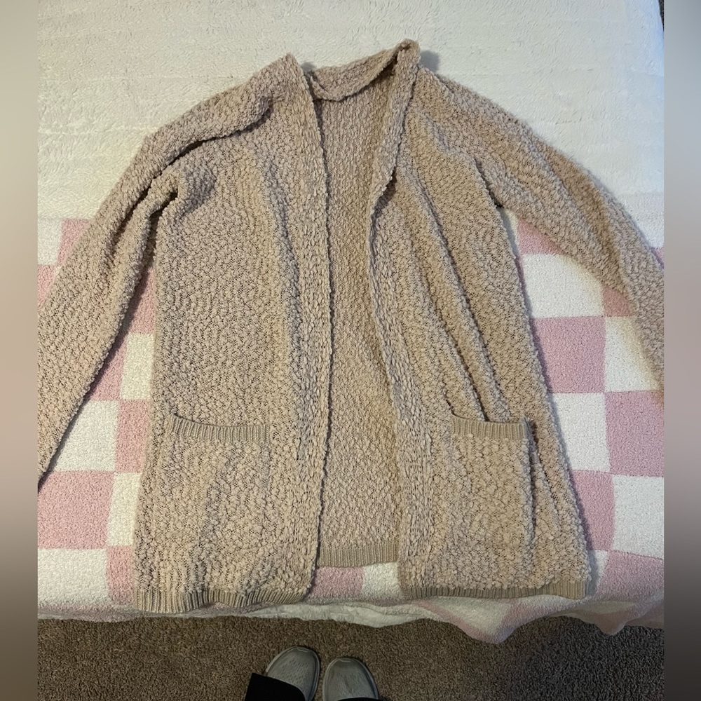 tan cardigan